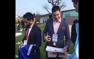 Diego Costa obstructs John Terry for photographs with Chelsea