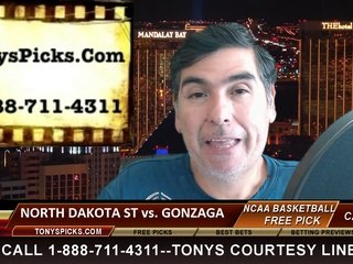 Gonzaga Bulldogs vs. North Dakota St Bison Free Pick Prediction NCAA Tournament College Basketball Odds Preview 3-20-2015