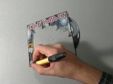 Drawing time lapse_ Iron Maiden cover and vinyl - hyperrealistic art