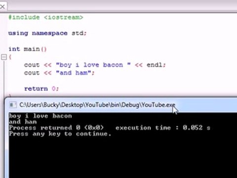 Buckys C++ Programming Tutorials - 3 - More on Printing Text