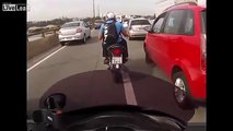 LiveLeak - Motorcyclists Chase Car Driver for Beating After Traffic Altercation