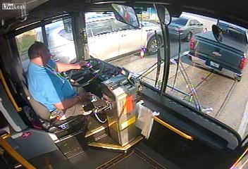 LiveLeak - Surveillance cameras on bus catch it crashing into home 5 angles