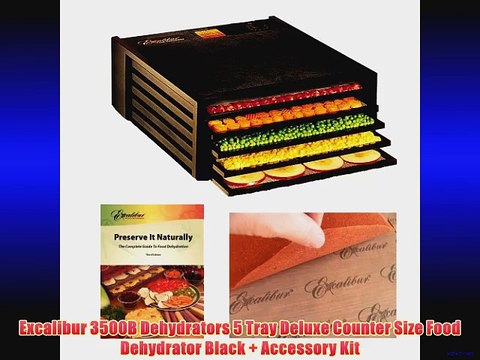 Excalibur 3500B Dehydrators 5 Tray Deluxe Counter Size Food Dehydrator Black Accessory Kit