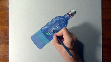 Drawing timelapse_ a bottle of Khortytsa ICE - hyperrealistic art