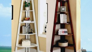 Lyss 5-Tier Corner Ladder Bookcase Shelf in White Finish