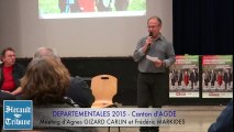 CANTON d'AGDE - 2015 - DEPARTEMENTALES - DERNIER MEETING  EELV et PCF de Agnes GIZARD-CARLIN et Frédéric MARKIDES