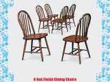 6 Dark Oak Stain Kitchen Dining Arrow Back Chairs Set