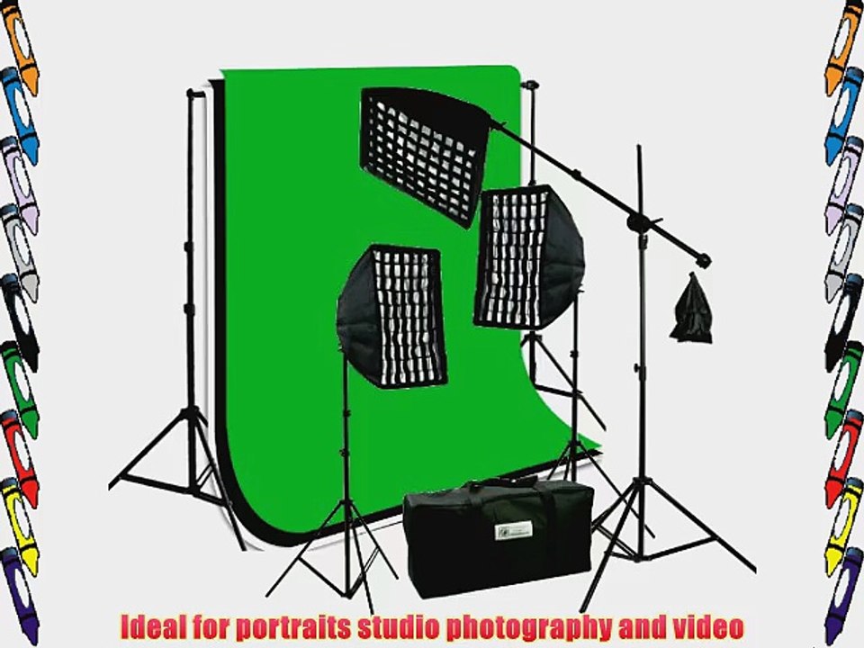 ePhoto 3 x Premium HoneyComb Softbox Photography Studio Video Lighting Kit Boom Stand Hair