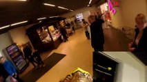 Dumb biker riding his motorcycle in a MALL