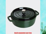 Staub Basil Enameled Cast Iron Wide Round Oven with Lid 6 Quart