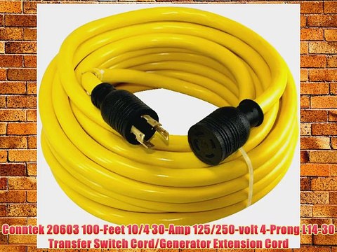 Conntek 20603 100-Feet 10/4 30-Amp 125/250-volt 4-Prong L14-30 Transfer Switch Cord/Generator