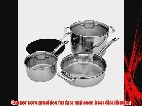 MIU France 7-Piece Stainless Steel Copper Core Cookware Set Silver