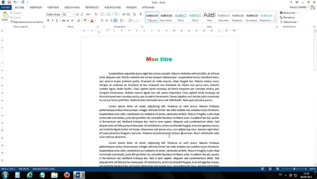 Tuto - Word 2013 - Insérer une note de bas de page et de fin de document