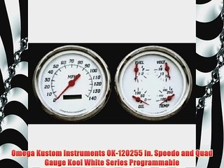 Omega Kustom Instruments OK120255 In Speedo and Quad Gauge Kool White Series Programmable