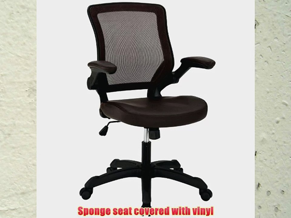 LexMod Veer Office Chair with Mesh Back and Vinyl Seat Brown