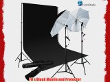 LimoStudio 400W Photo Studio Lighting Light Kit   10 x 10 ft. DOUBLE Black Muslin Backdrop