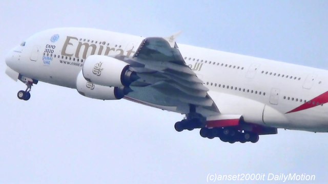 Airbus A380 Emirates Takeoff from Hong Kong International Airport