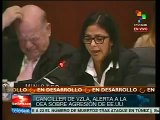 Los gestos de Insulza mientras Delcy Rodríguez hablaba en la OEA