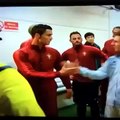 Cristiano Ronaldo greeting Lionel Messi before Argentina vs Portugal 2014