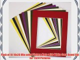 Pack of 10 MIXED COLORS 16x20 Picture Mats Matting with White Core Bevel Cut for 11x14 Pictures
