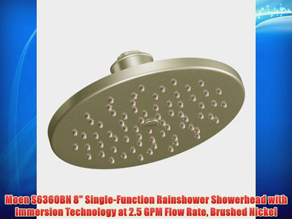 Moen S6360BN 8 Single-Function Rainshower Showerhead with Immersion Technology at 2.5 GPM Flow