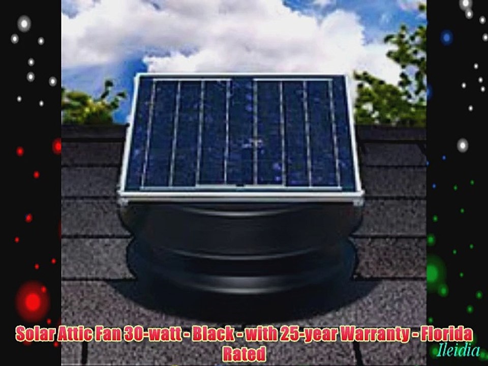 Solar Attic Fan 30-watt - Black - with 25-year Warranty - Florida Rated