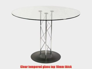 Eurostyle Trave 42 Inch Round Glass Dining Table w/ Chrome Base