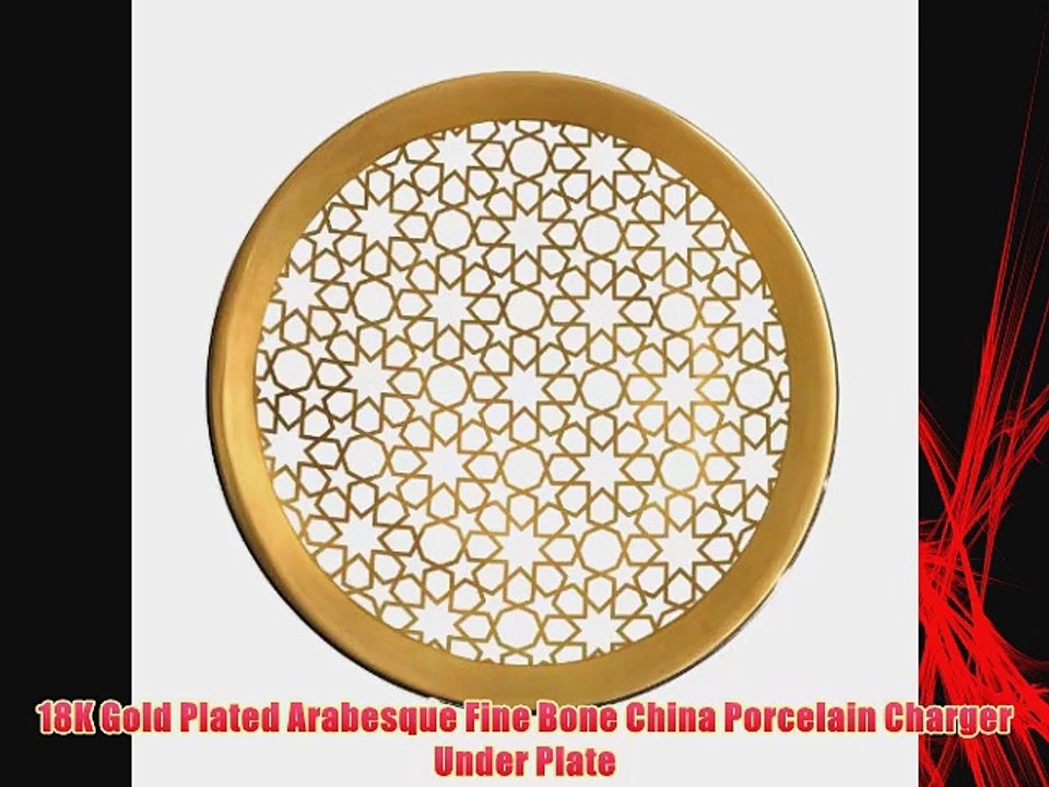 18K Gold Plated Arabesque Fine Bone China Porcelain Charger Under Plate