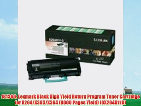 181380: Lexmark Black High Yield Return Program Toner Cartridge for X264/X363/X364 (9000 Pages