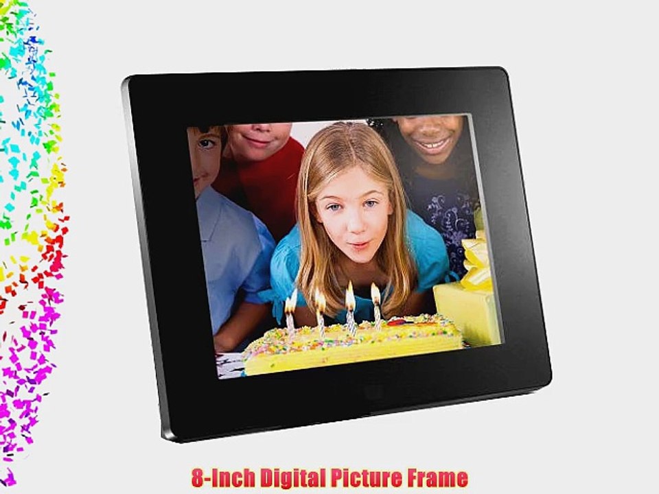 Aluratek ADMPF108F 8-inch Hi-Res Digital Photo Frame With 512MB Built in Memory (Black)