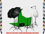 ePhoto Premium Portrait Photography Studio Video Lighting Kit with 3 Chromakey Black White