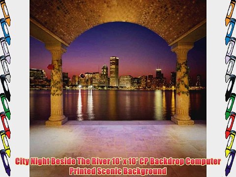 City Night Beside The River 10' x 10' CP Backdrop Computer Printed Scenic Background