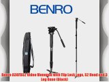Benro A38FBS2 Video Monopod with Flip Lock Legs S2 Head and 3 Leg Base (Black)