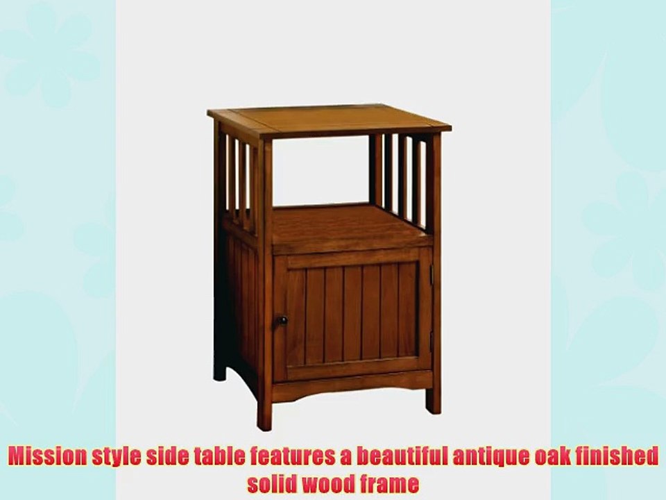 Furniture of America Pompey Mission Style 1-Door Side Table Antique Oak Finish