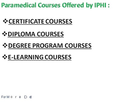Paramedical Courses IPHI @ 9910335982