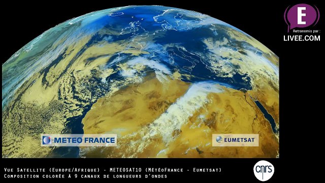 Vue Espace - Couleur - Europe/Afrique du Nord - Satellite METEOSAT10 (REPLAY)
