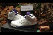 Cheap Authentic Nike Men's Air Jordan 5 Retro Grape  White Basketball Shoes
