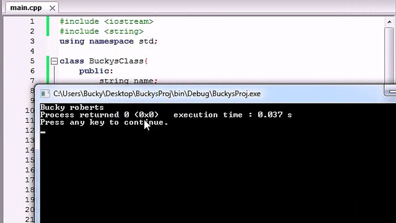 Buckys C++ Programming Tutorials - 13 - Using Variables in Classes