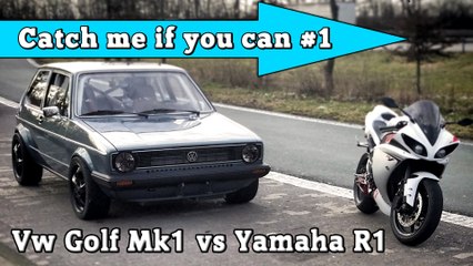 Course de rue entre une Golf MK1 de 1056ch et une Yamaha R1 de 182ch
