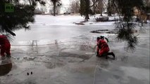 Rescue Workers Free Horse from Frozen Lake