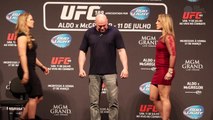 Ronda Rousey and Bethe Correia faceoff in Brazil
