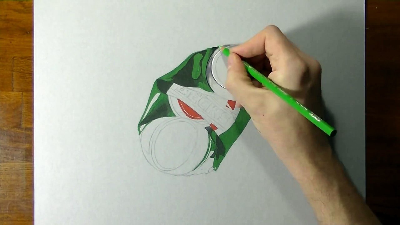 How to draw a crushed can of beer 3D - hyper realistic art