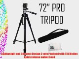 Professional 72-inch Tripod 3-way Panhead Tilt Motion with Built In Bubble Leveling for Sony