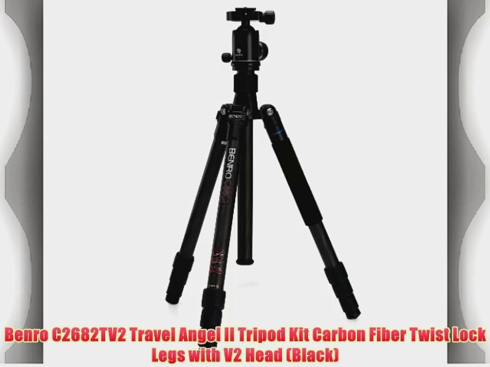 Benro C2682TV2 Travel Angel II Tripod Kit Carbon Fiber Twist Lock Legs with V2 Head (Black)