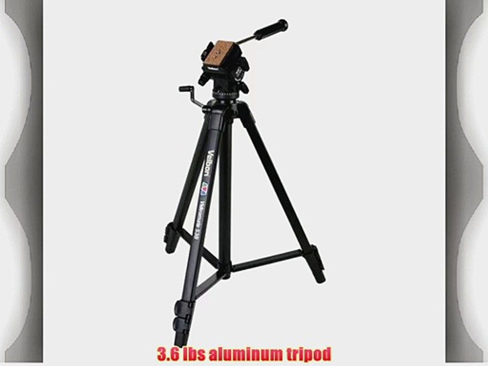 Velbon Videomate 538/F Aluminum Tripod with Fluid Pan and Tilt Head 6.61lbs Load Capacity