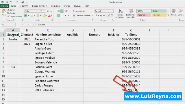 9.Curso Excel 2013 Relleno rapido y autorelleno en Excel (Clase 9 de 25)