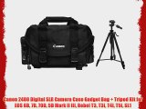 Canon 2400 Digital SLR Camera Case Gadget Bag   Tripod Kit for EOS 6D 7D 70D 5D Mark II III