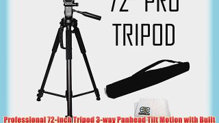 Professional 72-inch Tripod 3-way Panhead Tilt Motion with Built In Bubble Level for Sony Handycam