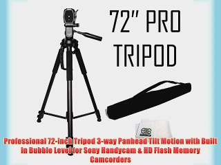 Professional 72-inch Tripod 3-way Panhead Tilt Motion with Built In Bubble Level for Sony Handycam