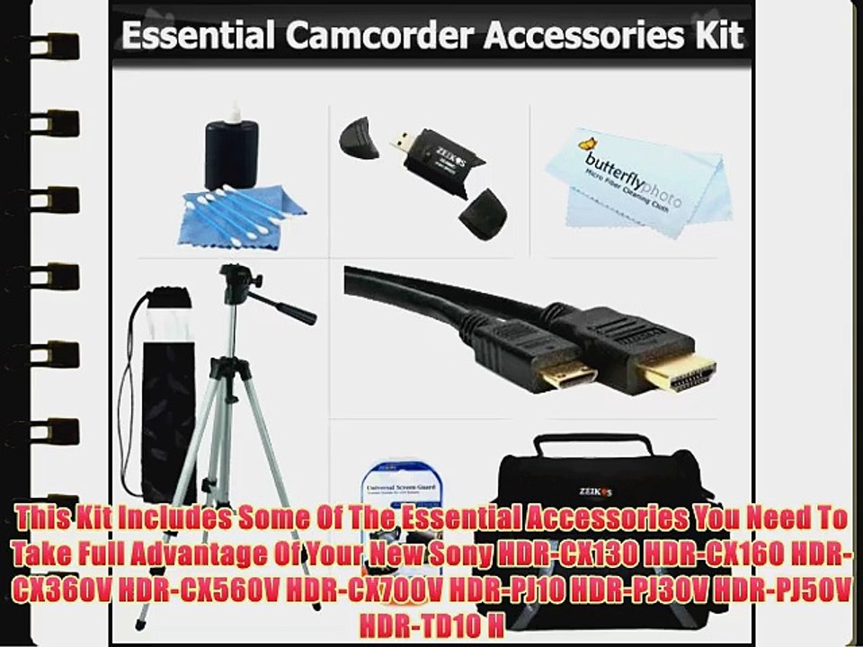 Essential Accessory Kit For Sony HDR-CX130 HDR-CX160 HDR-CX360V HDR-CX560V HDR-CX700V HDR-PJ10